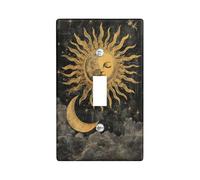 Placche di copertura per interruttori celestiali della luce del sole e della luna, design cosmico oro antico per la decorazione domestica, piastre da parete in materiale termoplastico, dimensioni