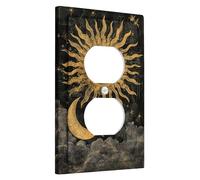 Placche di copertura per interruttori celestiali della luce del sole e della luna, design cosmico oro antico per la decorazione domestica, piastre da parete in materiale termoplastico, presa singola
