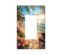 Placche di copertura per interruttori della luce al tramonto sulla spiaggia, coperture per uscite, onde tropicali dell'oceano per la decorazione domestica, piastre da parete in materiale termoplastico