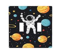 Placche di copertura per interruttori della luce astronauta, tema spazio nero con pianeti e stelle, design divertente per la cameretta dei bambini, piastre da parete in termoplastica, dimensioni