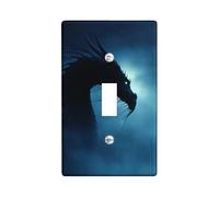 Placche di copertura per interruttori della luce del drago mistico, opere d'arte fantasy blu scuro per decorazione da parete, piastre da parete in materiale termoplastico, dimensioni standard singolo