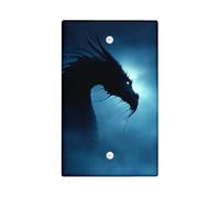 Placche di copertura per interruttori della luce del drago mistico, opere d'arte fantasy blu scuro per decorazione da parete, piastre da parete in materiale termoplastico, piastra di copertura vuota