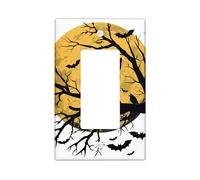 Placche di copertura per interruttori della luce della luna piena di Halloween, Gatto spettrale sotto la luna gialla per accenti da parete, piastre da parete in materiale termoplastico, Rocker singolo
