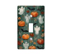 Placche di copertura per interruttori della luce di Halloween, fantasmi e zucche, decorazione spettrale verde autunnale per la casa, piastre da parete in materiale termoplastico, dimensioni standard a