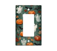 Placche di copertura per interruttori della luce di Halloween, fantasmi e zucche, decorazione spettrale verde autunnale per la casa, piastre da parete in materiale termoplastico, bilanciere singolo di