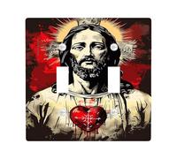 Placche di copertura per interruttori della luce religiosa, Sacro Cuore di Gesù per decorazioni cristiane, piastre da parete in termoplastica, dimensioni standard doppia levetta