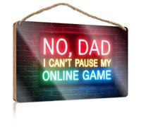 Placche divertenti da appendere per gli uomini con scritta in inglese "Can't Pause My Online Game, Dad!", decorazione da appendere (23 x 35 cm)