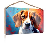 Placche divertenti da uomo con ritratto colorato di un simpatico cane cartello in legno primavera portico decorazione autunno ufficio (20 x 30 cm)