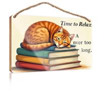Placche divertenti per uomini rilassamento gatti: momenti accoglienti con libri. Decorazione da appendere cartello piscina roba (20 x 30 cm)