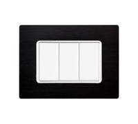 PLACCHE IN ALLUMINIO, COMPATIBILE CON BTICINO MATIX, 3 MODULI/POSTI, COLORE NERO, ALTA QUALITA', STILE ELEGANTE E MODERNO, SERIE SOLAR, PLACCA PER INTERRUTTORI/PRESE, SERIE CIVILE