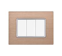 PLACCHE IN ALLUMINIO, COMPATIBILE CON BTICINO MATIX, 3 MODULI/POSTI, COLORE ORO, ALTA QUALITA', STILE ELEGANTE E MODERNO, SERIE SOLAR, PLACCA PER INTERRUTTORI/PRESE, SERIE CIVILE