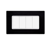 PLACCHE IN ALLUMINIO, COMPATIBILE CON BTICINO MATIX, 4 MODULI/POSTI, COLORE NERO, ALTA QUALITA', STILE ELEGANTE E MODERNO, SERIE SOLAR, PLACCA PER INTERRUTTORI/PRESE, SERIE CIVILE