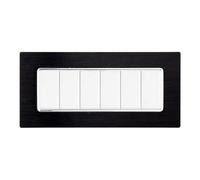 PLACCHE IN ALLUMINIO, COMPATIBILE CON BTICINO MATIX, 6 MODULI/POSTI, COLORE NERO, ALTA QUALITA', STILE ELEGANTE E MODERNO, SERIE SOLAR, PLACCA PER INTERRUTTORI/PRESE, SERIE CIVILE