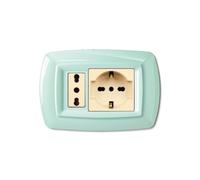 PLACCHE IN TECNOPOLIMERO, COMPATIBILE CON BTICINO MAGIC, 2 MODULI/POSTI, SINGOLO E DOPPIO, SCHUKO, UNEL, COLORE VERDE PASTELLO, ALTA QUALITA',DESIGN CLASSICO, PER INTERRUTTORI/PRESE