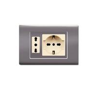 PLACCHE IN TECNOPOLIMERO, COMPATIBILE CON BTICINO MAGIC, 2 MODULI/POSTI, SINGOLO E DOPPIO, SCHUKO, UNEL, COLORE ALLUMINIO NOTTE, ALTA QUALITA',DESIGN CLASSICO, PER INTERRUTTORI/PRESE