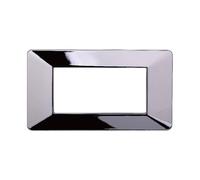 PLACCHE IN TECNOPOLIMERO, COMPATIBILE CON VIMAR PLANA, 4 MODULI/POSTI, COLORE CROMATO, ALTA QUALITA', DESIGN ELEGANTE E MODERNO, PER INTERRUTTORI/PRESE, SERIE CIVILE