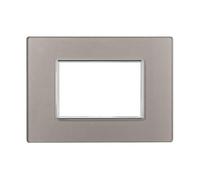 PLACCHE IN VETRO COLORI ASSORTITI COMPATIBILI SERIE AXOLUTE 3-4-6 MODULI ETTROIT (3 MODULI, SILVER)
