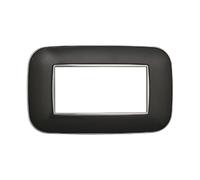 PLACCHE OR RROTONDATE, IN TECNOPOLIMERO, COMPATIBILE CON BTICINO AXOLUTE, 4 MODULI/POSTI, COLORE ACCIAIO SCURO, ALTA QUALITA', DESIGN ELEGANTE E MODERNO, PER INTERRUTTORI/PRESE