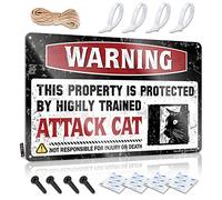 Placche roba per camera da letto stile vintage | Attenzione che questa proprietà è protetta da un gatto d'attacco altamente addestrato, decorazione retrò bella per la casa (30 x 40 cm)