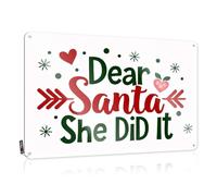 Placche shabby chic Beer Decor Essentials Dear Santa, She Did It! - Decorazione da parete vintage per uomo (30 x 40 cm)