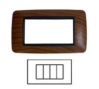 Placchetta interruttore 4 Moduli Compastibile living Copri Copriprese effetto legno scuro 4 posti T-12