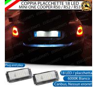 PLACCHETTE A LED LUCI TARGA 18 LED SPECIFICHE MINI ONE COOPER R50 R52 R53 6000K