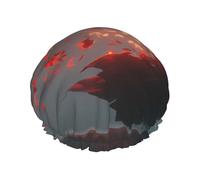 Place of Tranquility - Cuffia da doccia a doppio strato da donna, impermeabile e resistente, protegge i capelli durante il bagno, bellezza