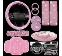 __placeholder_1__ Strisce decorative con strass per volante auto 10 pezzi e supporto interno set telefono sottobicchiere scintillante accessori coprivolante attrezzato