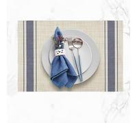 Placemat - Set di 6 placemats blu a righe, 30 x 45 cm, per cucina e sala da pranzo