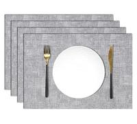 Placemats Set of 4/6, Faux Leather Waterproof Oil-Proof Heat Resistant Reversible Table Mats for Kitchen, Dining, Outdoor(Gray,Set of 4)