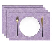 Placemats Set of 4/6, Faux Leather Waterproof Oil-Proof Heat Resistant Reversible Table Mats for Kitchen, Dining, Outdoor(Purple,Set of 4)