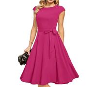 Placitiume Abiti da cocktail da donna abiti formali per matrimoni abiti da chiesa modesti abiti da ballo, Rosso rosato, S