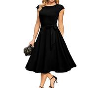 Placitiume Abiti da cocktail da donna abiti formali per matrimoni abiti da chiesa modesti abiti da ballo, Nero , XL