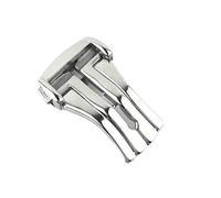 PLACKE Fibbia pieghevole adatta for Omega fibbia in acciaio inossidabile pelle/elastico chiusura deployante in metallo 16mm 18mm 20mm accessori strumenti(Silver,16MM_NO LOGO)