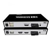 PLACUNT Trasmettitore e ricevitore da 20 km, estensore KVM USB in fibra ottica for loop HDMI su cavo in SC for PC DVD a monitor TV facile da usare(With USB)