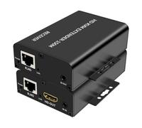 PLACUNT Trasmettitore e ricevitore di estensione video KVM Extender da 150 M, compatibile con HDMI, uscita loop, USB-A, tastiera mouse, metallo, RJ45 Ethernet facile da usare
