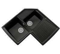 Plados Harmony - Lavello da cucina 2 vasche da 83 cm Angolare colore Black Matt