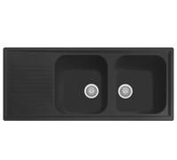 Plados Lavello Cucina Incasso 2 Vasche Gocciolatoio 116 cm Nero PL1162UG70