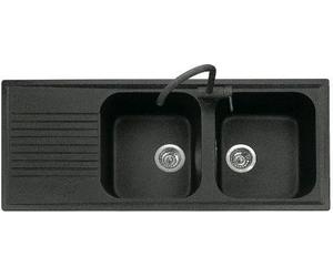 Plados Lavello Fragranite Cucina Incasso 2 Vasche con Gocciolatoio Larghezza 116 cm materiale Ultragranit colore Black Matt UG70 - PL1162 Serie Atlantic