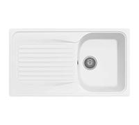 Plados Lavello in quarzo da cucina incasso HR0861 vasca singola più scolapiatti - Bianco