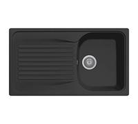 Plados Lavello in quarzo da cucina incasso HR0861 vasca singola più scolapiatti - Nero Matt