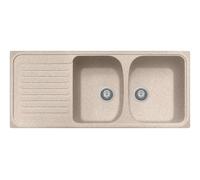 Plados Lavello in quarzo da cucina incasso HR1162 due vasche più scolapiatti - Avena