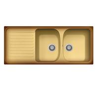 Plados Lavello in quarzo da cucina incasso HR1162 due vasche più scolapiatti - Terra di Francia