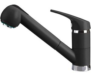 Plados Rubinetto Cucina Miscelatore Lavello con Doccetta Estraibile Monocomando in Ultragranit Nero UG 70 - PLUSMIXEXT