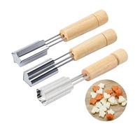 Plätzchen-Fruchtschneider - 3-teiliges -Ausstecher-Set aus Edelstahl mit Holzgriff, Mini-Ausstecherformen Stern Herz für Kekse, Sandwiches, Backen & dekorative Speisen