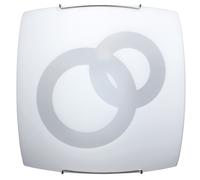 Plafoniera 1xE27 Ganci Cromo Vetro Lastra Bianco Decorato Cerchi E-Energy Stefania