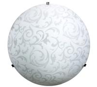 Plafoniera 1xE27 Ganci Cromo Vetro Lastra Bianco Decorato Damasco E-Energy
