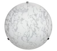 Plafoniera 1xE27 Ganci Cromo Vetro Lastra Bianco Decorato Marmo E-Energy Maida