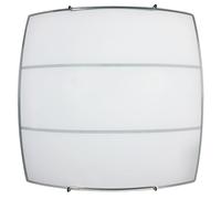 Plafoniera 1xE27 Ganci Cromo Vetro Lastra Serigrafato Bi 2 Righe E-Energy Luce