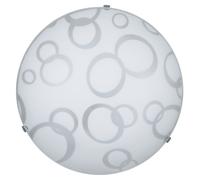 Plafoniera 1xE27 Ganci Trasparenti Vetro Lastra Bianco Decorato Cerchi E-Energy Betta